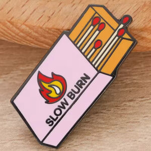“Slow Burn” Enamel Pin – Aesthetic Matchbox-Inspired Design